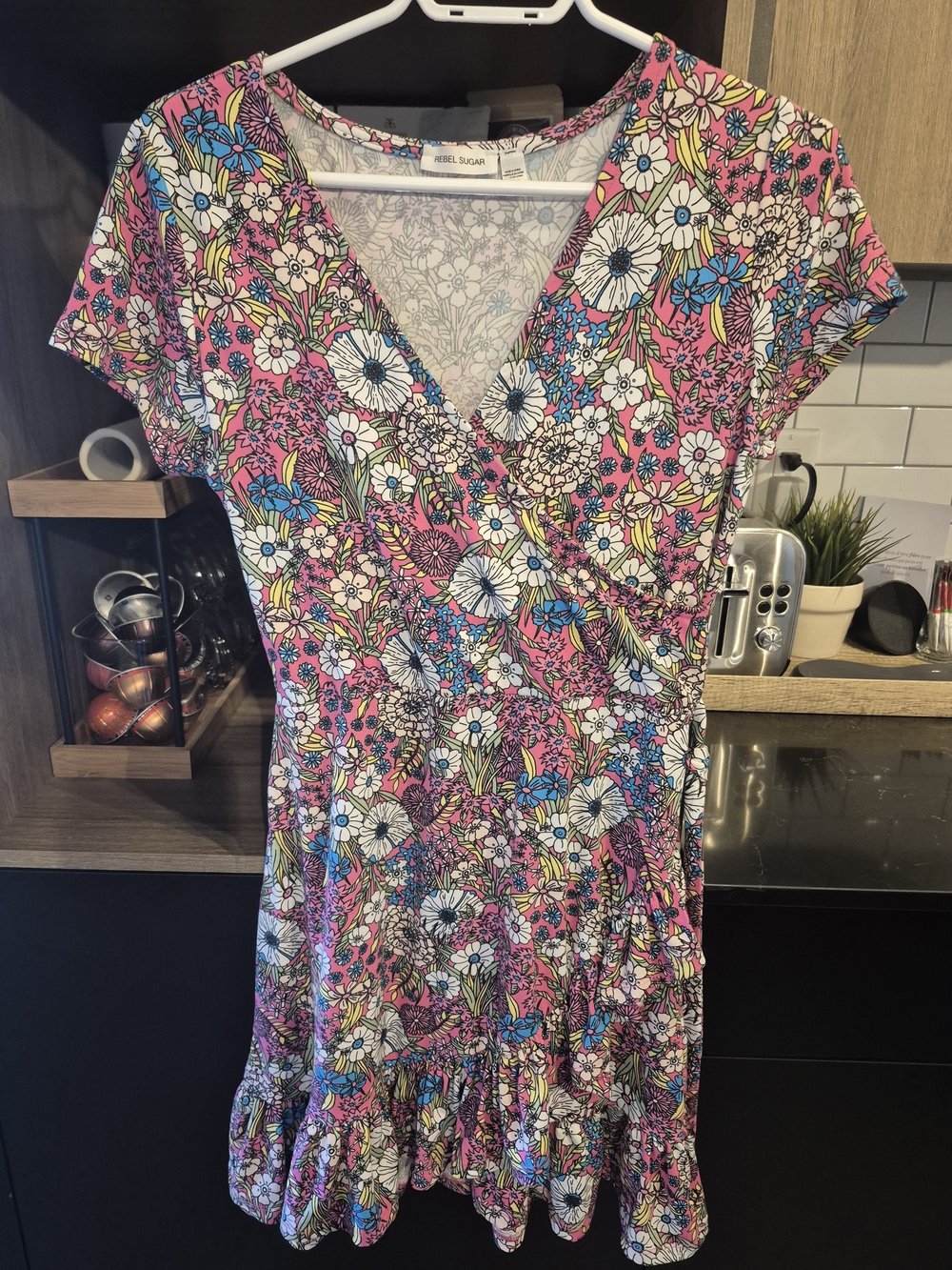 Rebel Sugar Floral Wrap Dress in Pink